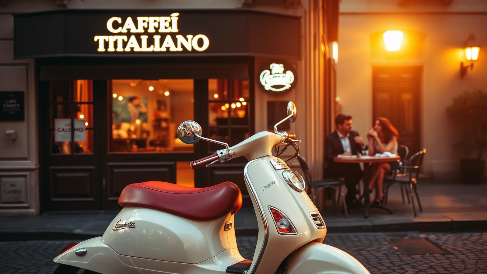 Lambretta em rua italiana ao entardecer